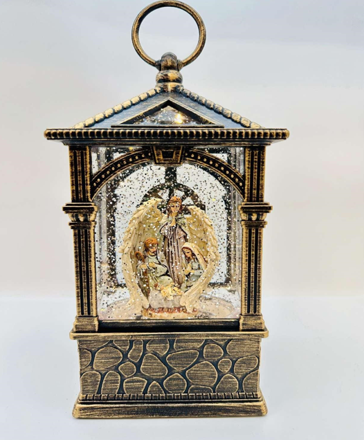 Lámpara Navideña Pesebre y Ángel (Cerámica)