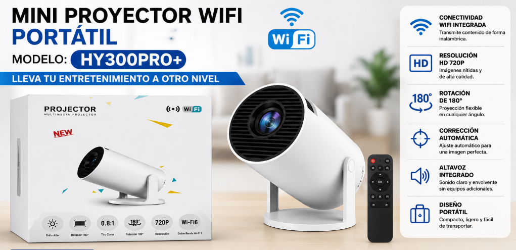 Proyector Wifi Portátil Modelo HY300PRO+