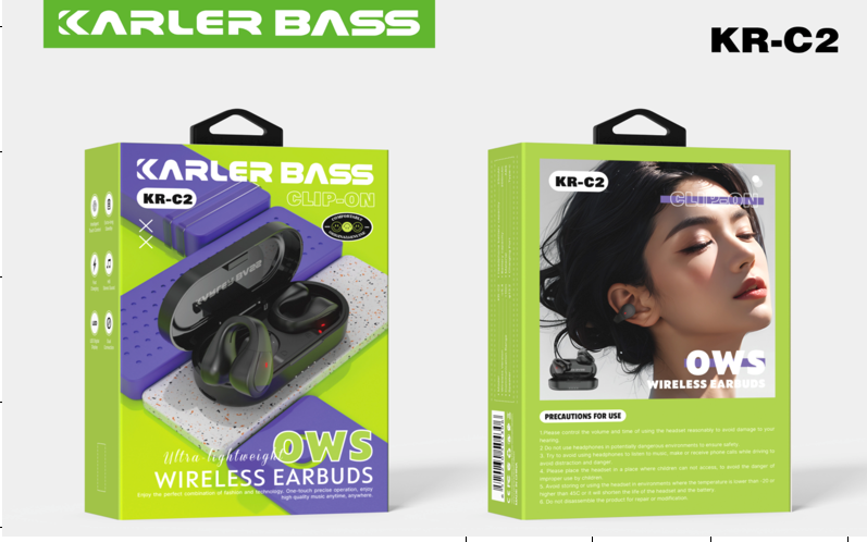 Audífonos Inalámbricos OWS Clip-on Modelo KR-C2 Karler
