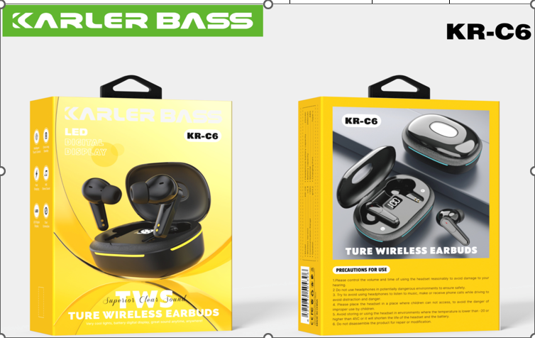 Audífonos Inalámbricos TWS CON Pantalla LED Modelo KR-C6 Karler