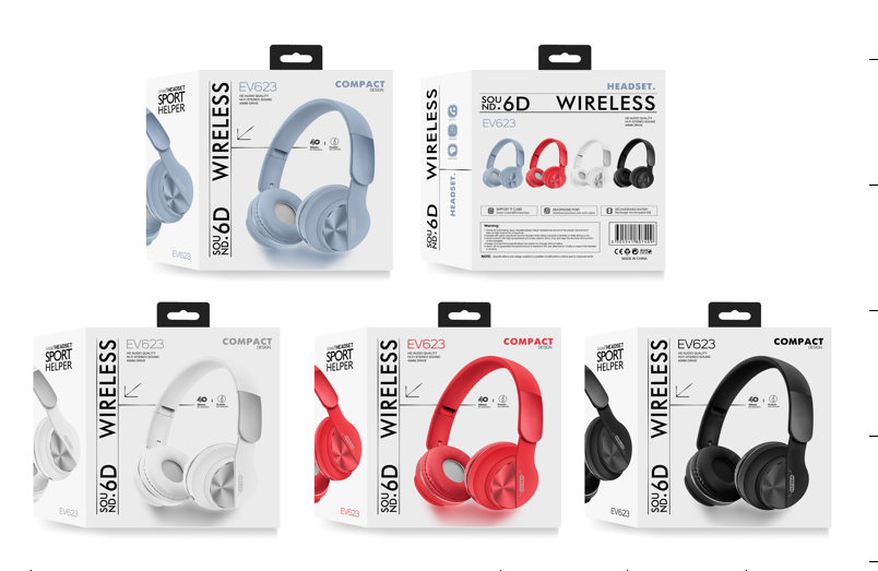 Audífonos Bluetooth Compact Series EV623 Negro