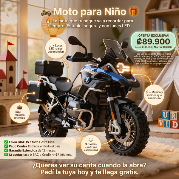 Moto Eléctrica para Niño BMW-Style 3 Ruedas con Luces LED