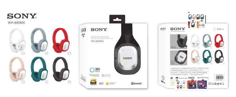 Audífonos Bluetooth Audio Sony WH-680MX Negro