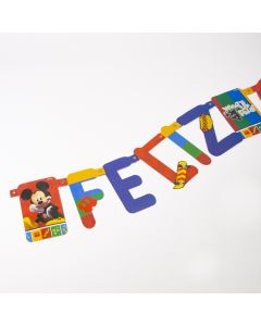 Letrero Cartón Feliz Cumpleaños Mickey Mouse