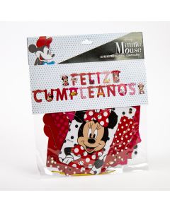 Letrero Cartón Feliz Cumpleaños Minnie Mouse Puntos