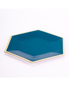 Plato Cartón Hexagonal Liso Con Borde 7pulg 6und