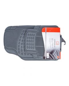 Alfombra Hule Para Auto 4pzas Gris