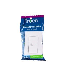 Interruptor Timbre Plastico Troen Para Puerta 110-250v 10a Blanco