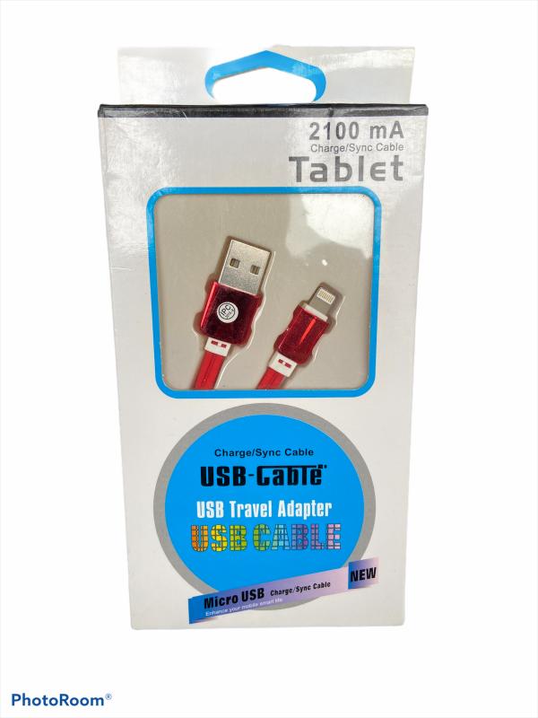 Cables Usb Lightning Iphone Liso  Carga Rapida 2.1 A Color Rojo