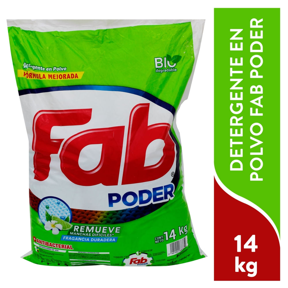 Detergente En Polvo Fab3 Medio Limón - 14 Kg