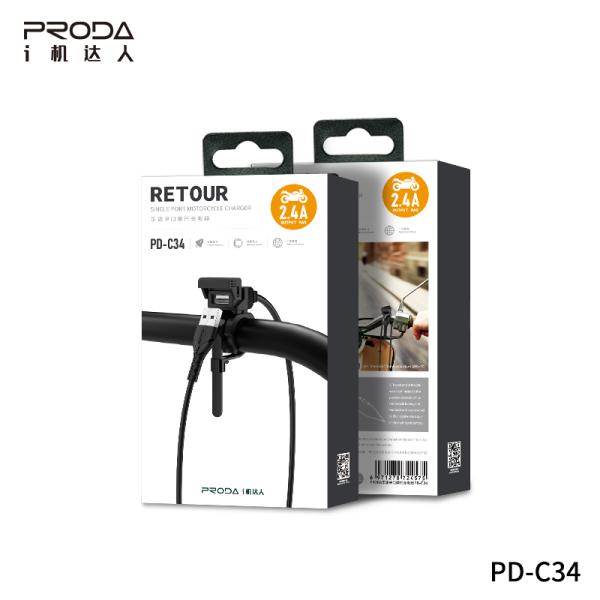 Cargador Para Moto Modelo Pd-C34 Proda Negro