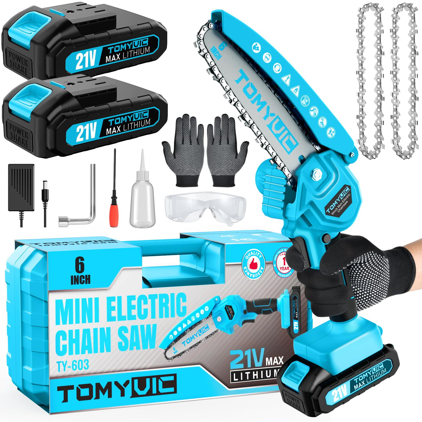 Mini motosierra inalámbrica de litio 6 pulgadas
