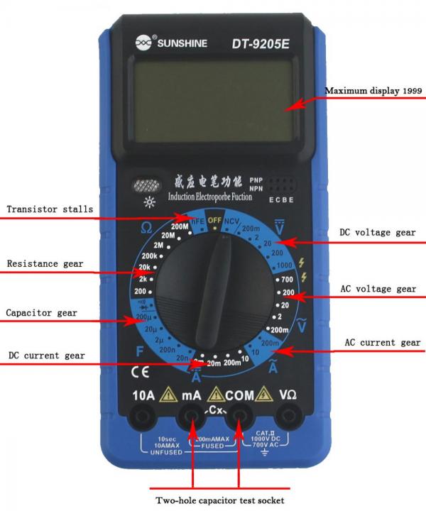 Sunshine Multimetro Tester Digital DT-9205E Sunshine