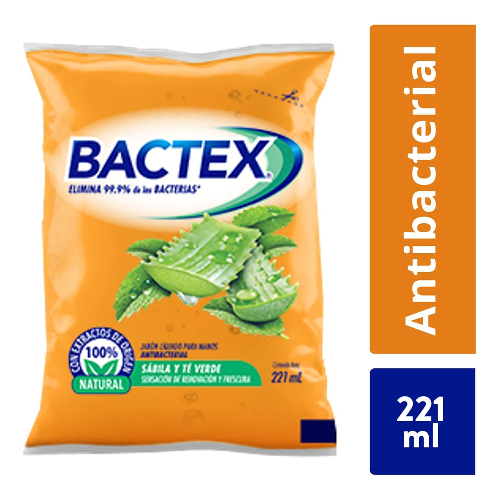 Jabón Líquido Bactex Antibacterial Sábila Sachet -221 Ml