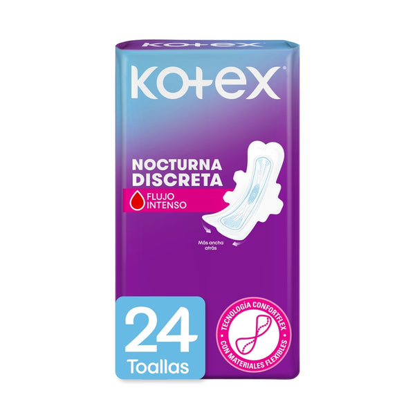 Toallas Femeninas Kotex Nocturna Discreta - 24 Unidades