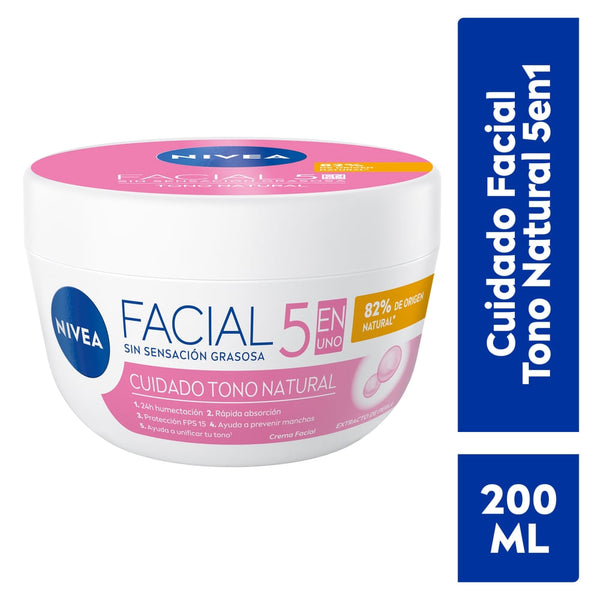 Crema Facial Nivea 5 En 1 Cuidado Tono Natural -200 Ml