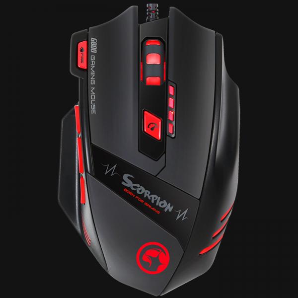MOUSE LINEA SCORPION G800 MARVO NEGRO / ROJO