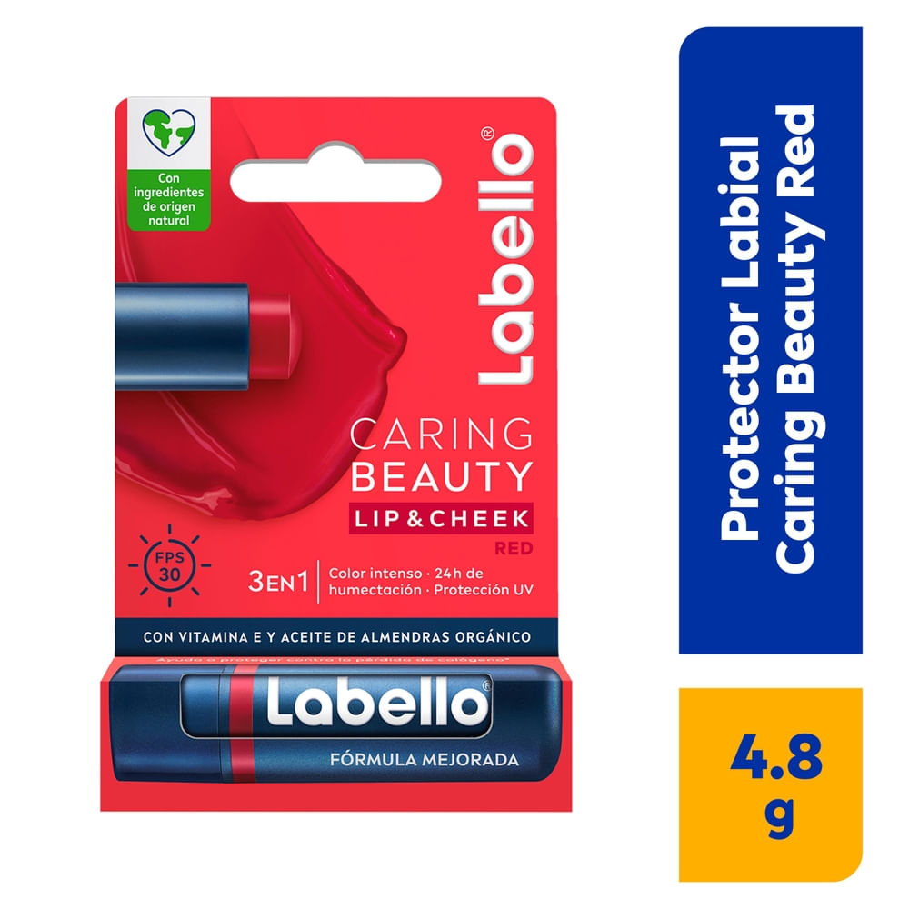 Pretector Labial Labello Rojo 3 En 1 - 4.8 G