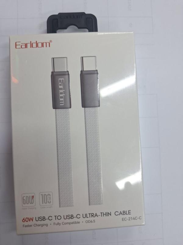 CABLE USB-C A USB-C EARLDOM EC-214C-C CARGA RÁPIDA