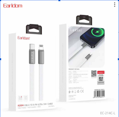 CABLE USB-C A LIGHTNING EARLDOM EC-214C-L PD 27W