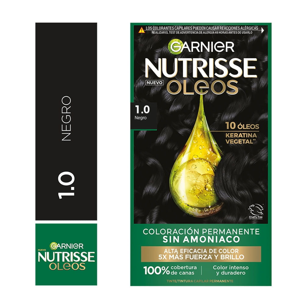 Tinte Para El Cabello Garnier Nutrisse Óleos Tono 1.0 Negro Sin Amoníaco