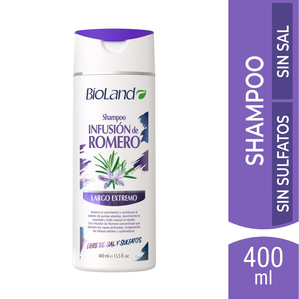 Shampoo Bioland Infusión De Romero Largo Extremo - 400 Ml