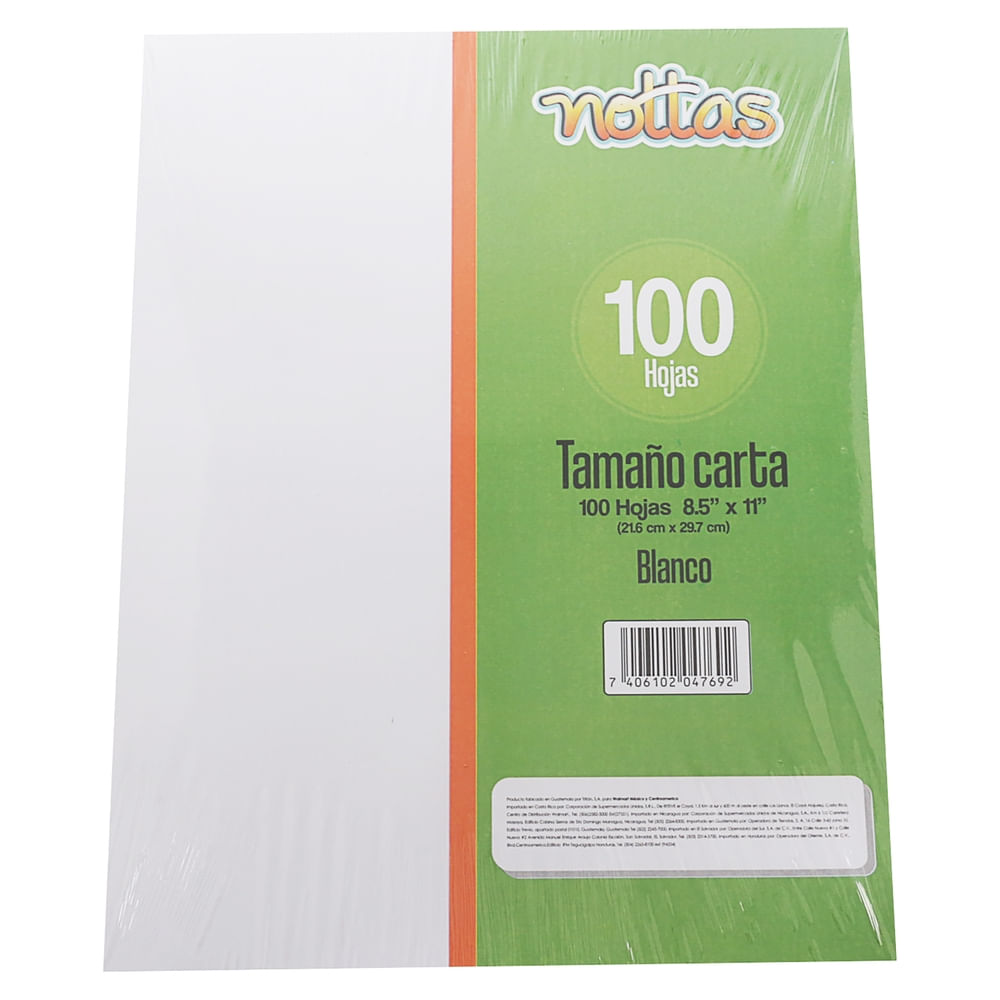 Hojas De Papel Bond Nottas Blancas De Alta Calidad - 100 Hojas