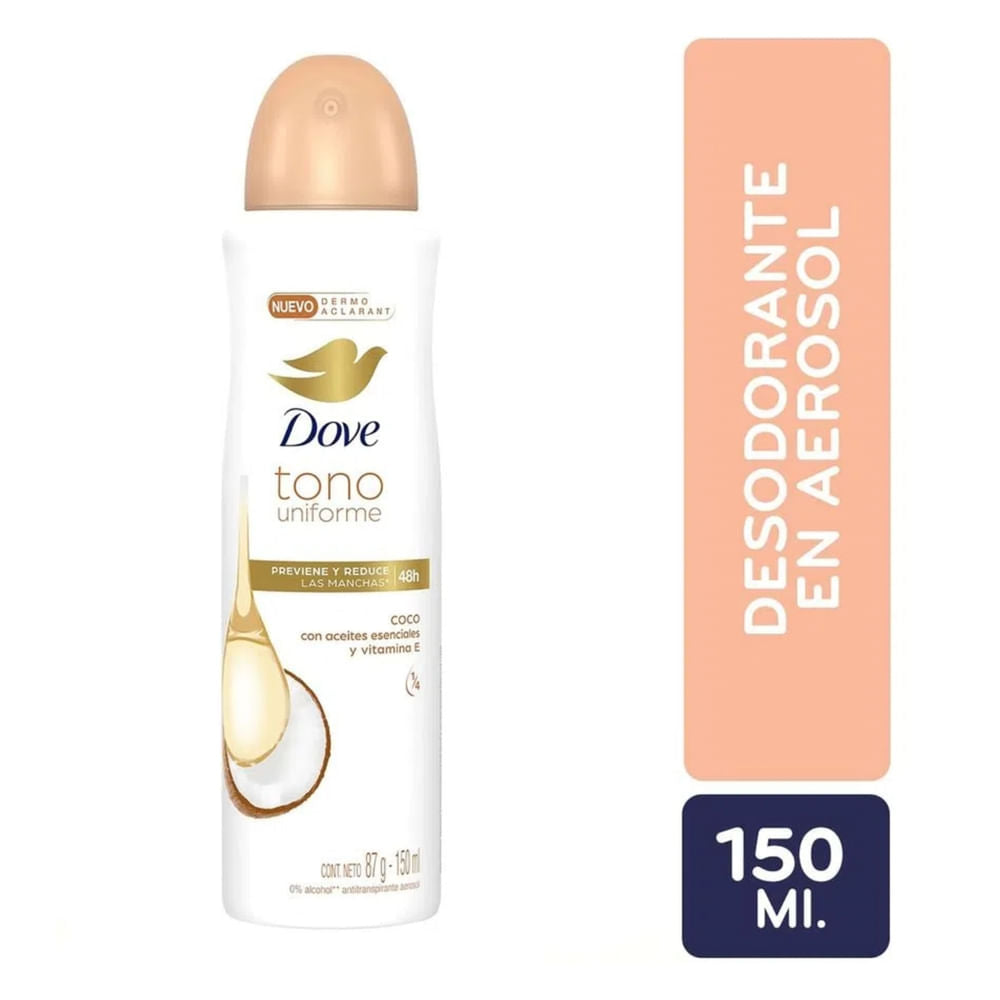 Desodorante Dove Tono Uniforme Coco Y Vitamina E Aerosol - 150 Ml