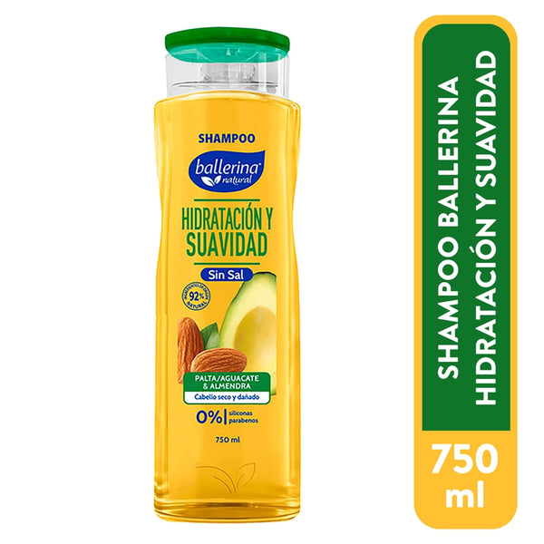 Shampoo Ballerina Aguacate, Sin Sal - 750 Ml