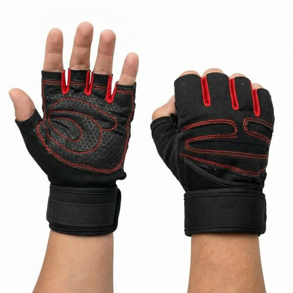 Guantes Para Gimnasio Negro Y Rojo L
