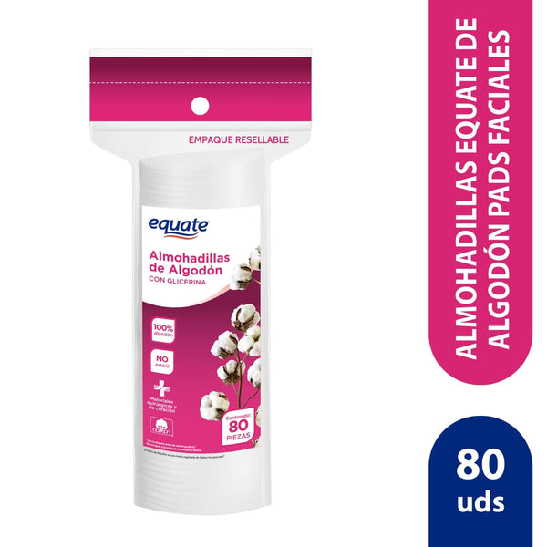 Almohadillas Equate De Algodón Pads Faciales- 80 Uds