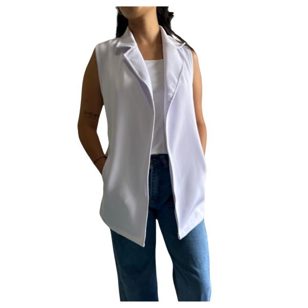 Blazer Sin Mangas Blanco S