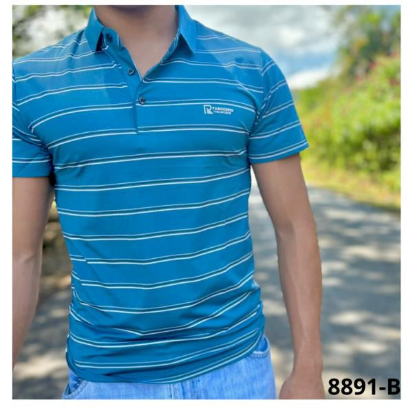 Camisa Cuello Polo Azul Claro Tela Fria Xs