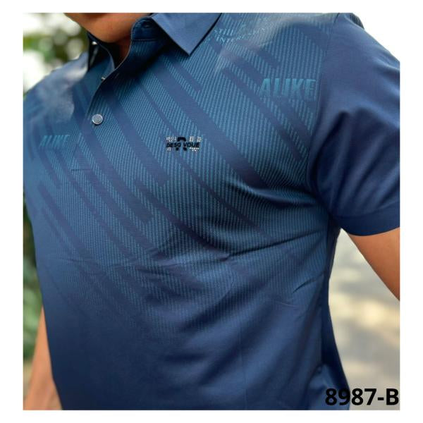 Camisa Cuello Polo Azul Oscuro Tela Fria Xs