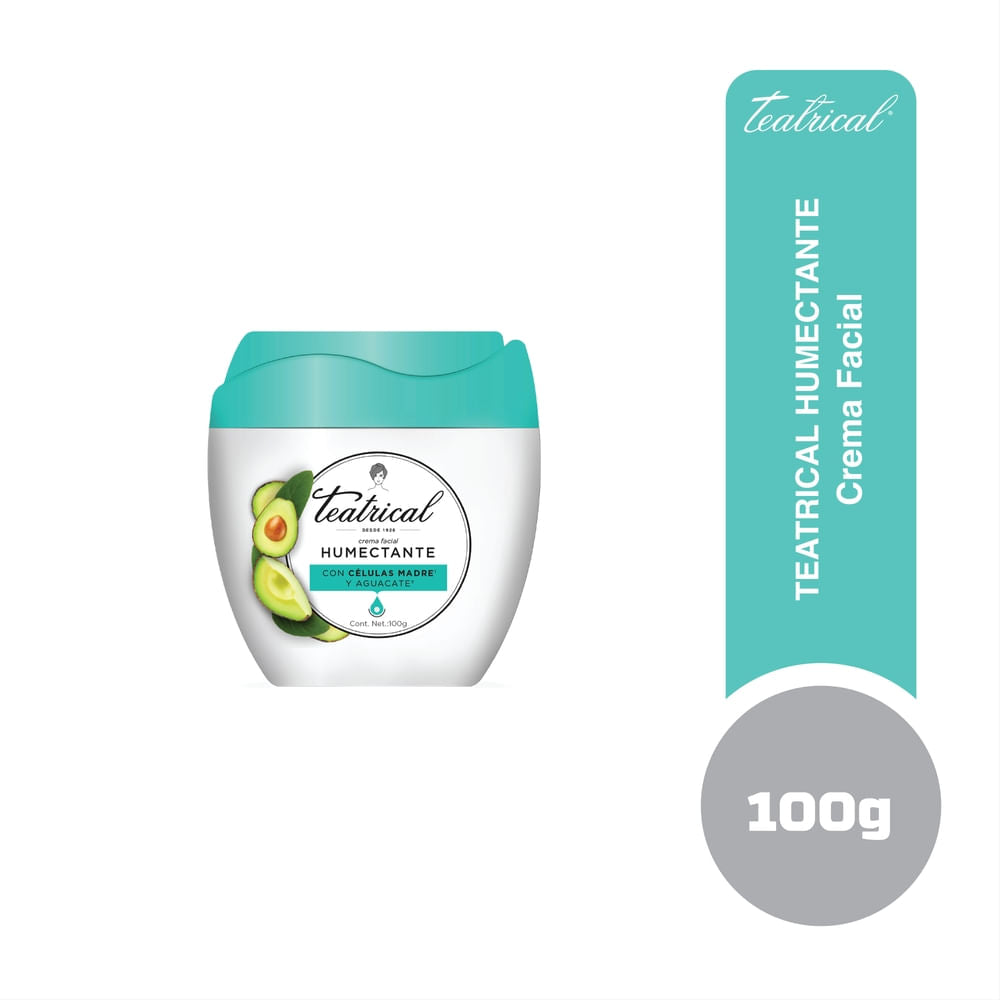 Crema Facial Teatrical Humectante Células Madre Y Aguacate- 100 G