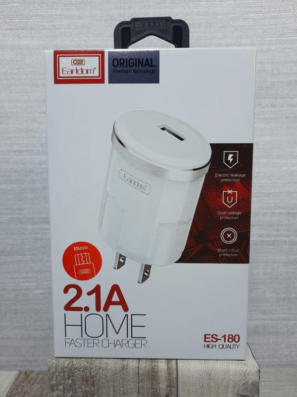 Cargador Cubo Casa Es-180M Con Cable Micro V8 Earldom