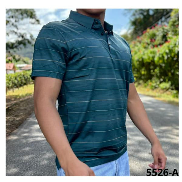 Camisa Cuello Polo Verde Musgo Tela Fria Xs