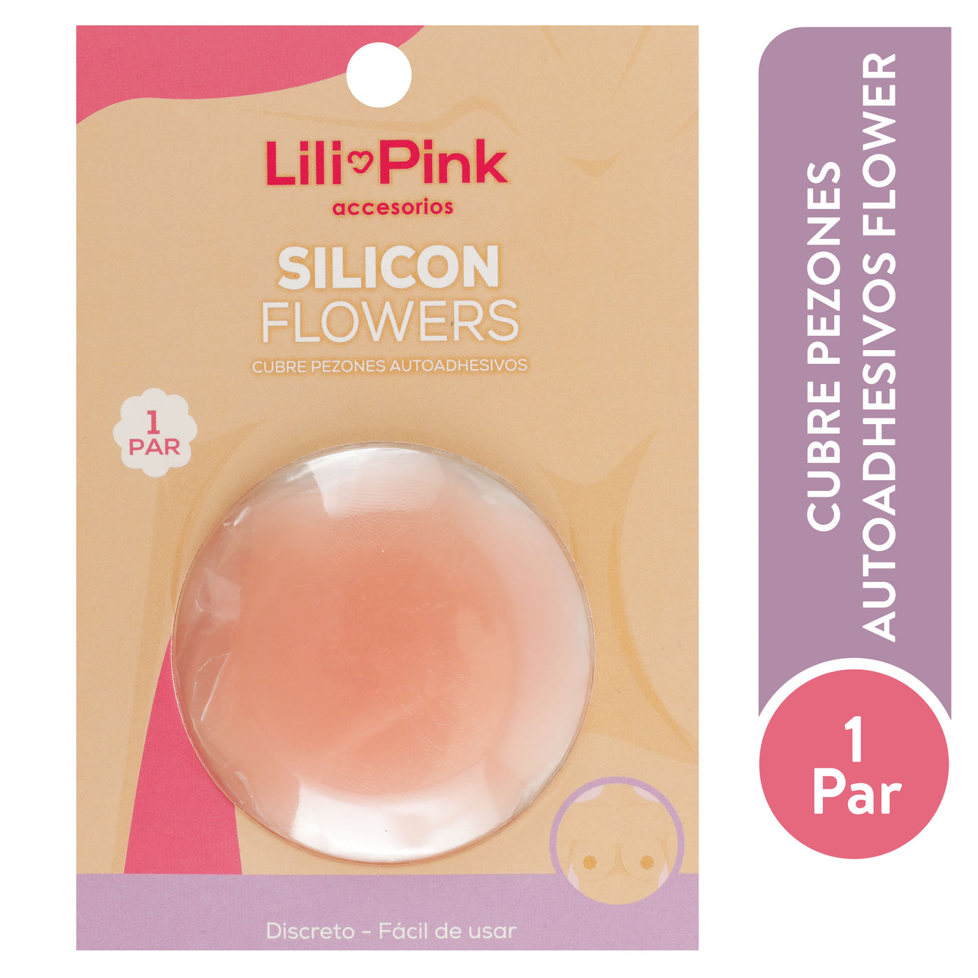 Accesorio De Silicona Lili Pink Cubre Pezón Adhesivo Flores 2 Uds - 34 G