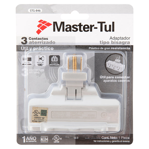 Adaptador Master-tul Bisagra Aterrizado 3 Contacto - Unidad