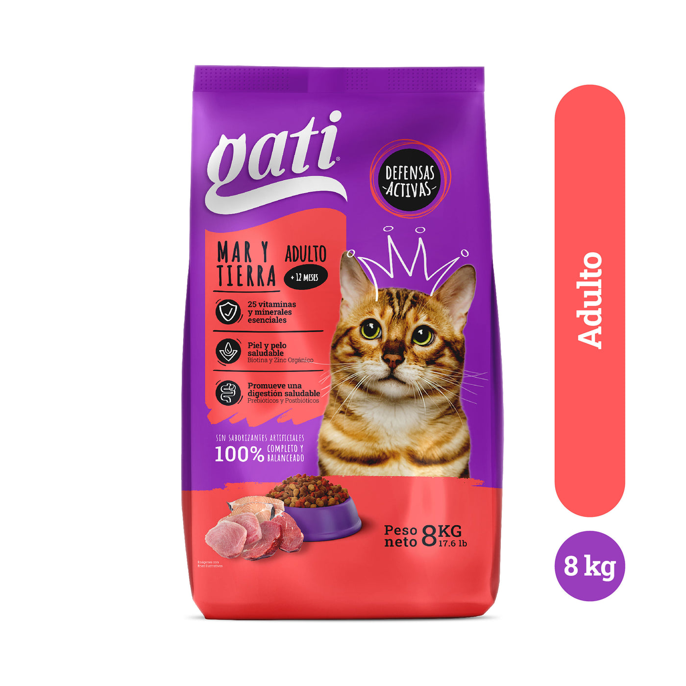 Alimento Gati Para Gatos Mar Y Tierra - 8 Kg