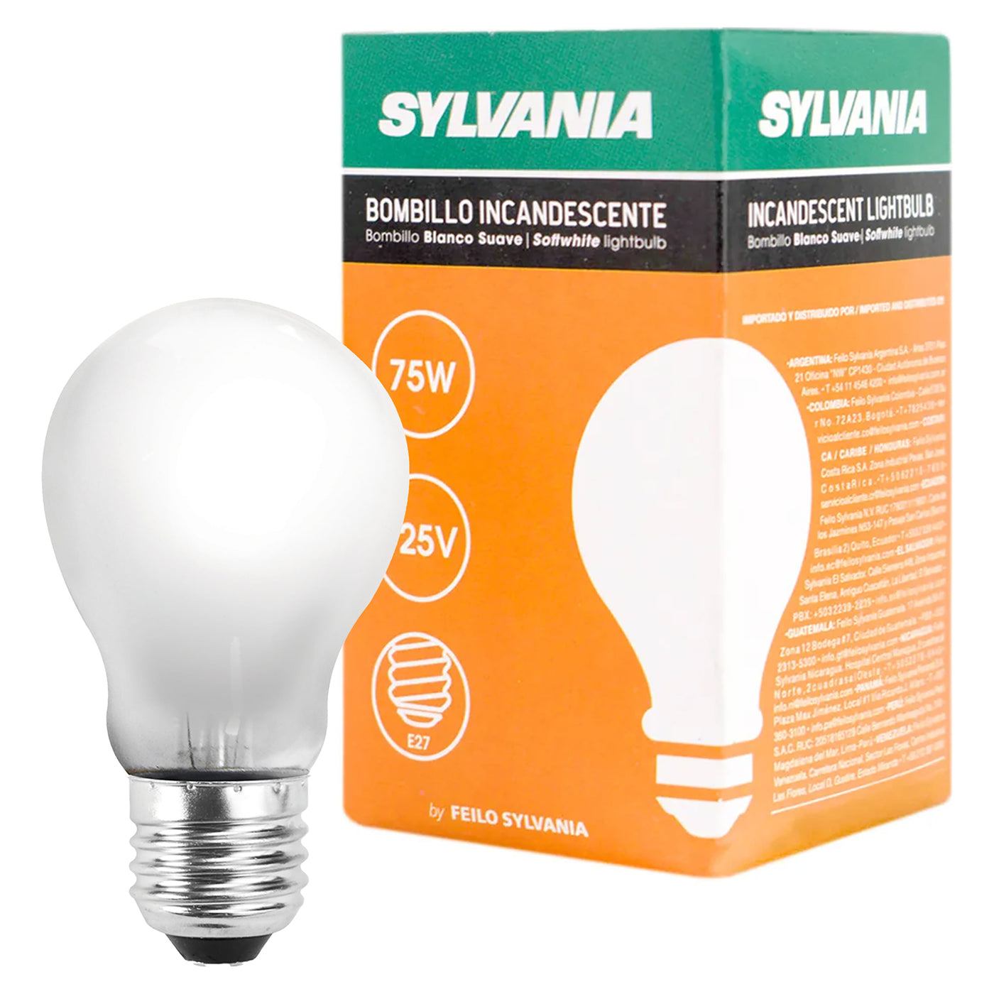 Bombillo Incandescente Sylvania, 75W Opaco Rosca E27 -und