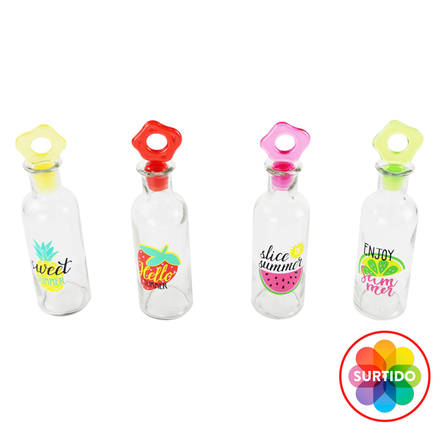 Botella Zibo De Vidrio Con Tapa En Forma De Flor