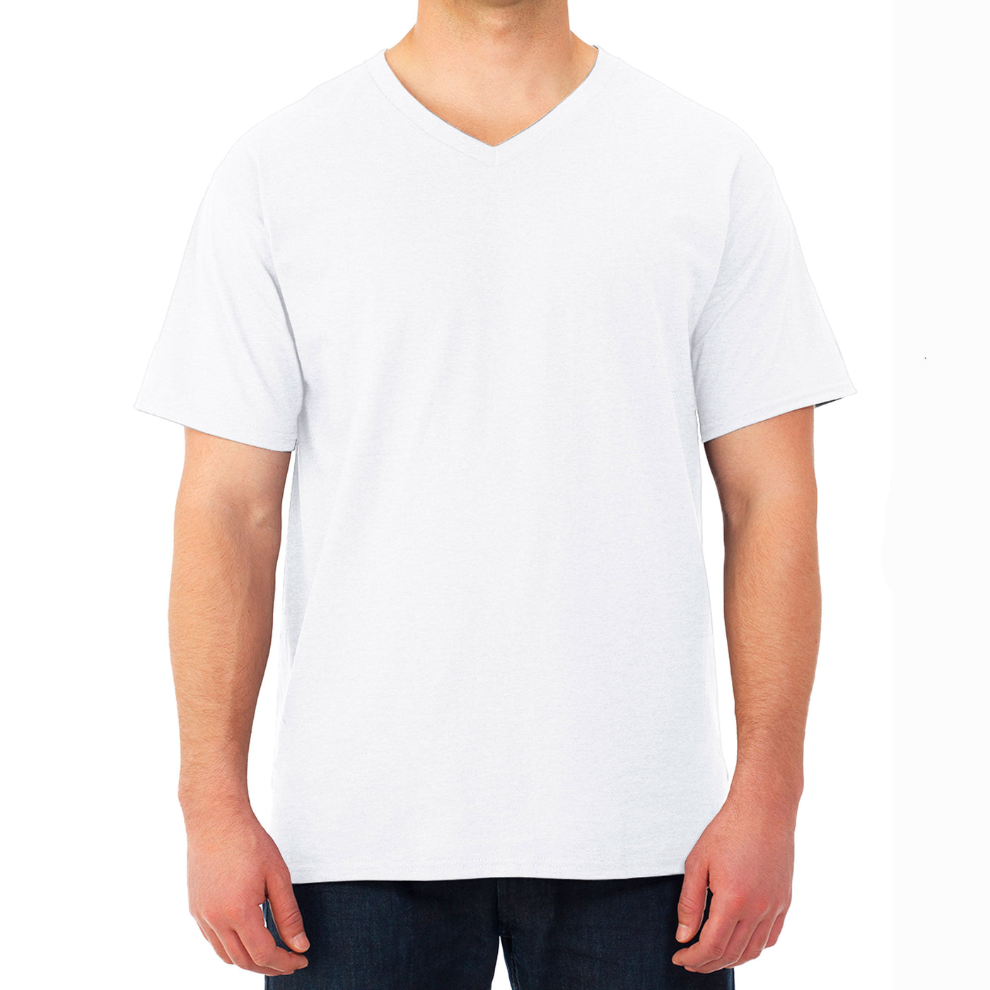 Camiseta Fruit Of The Loom Cuello V, Color Blanco -talla XL