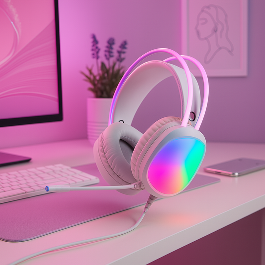Audífonos Gamer MARVO Scorpion HG8959 – Blanco con Luces RGB | Micrófono Flexible | 3.5mm + USB
