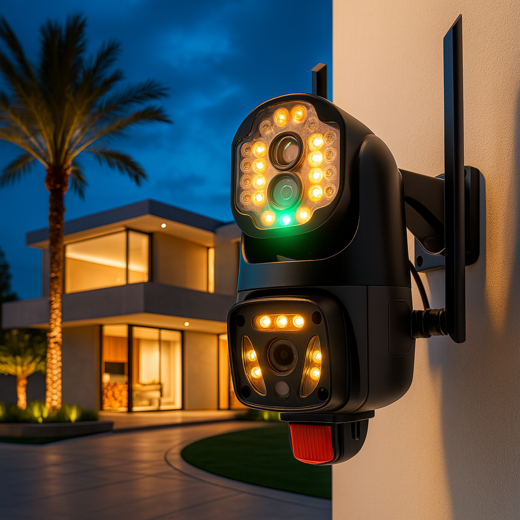 🛡️ Cámara de Vigilancia A28 Planet con Doble Lente Full HD 4MP – WiFi, Exterior, Seguimiento Automático