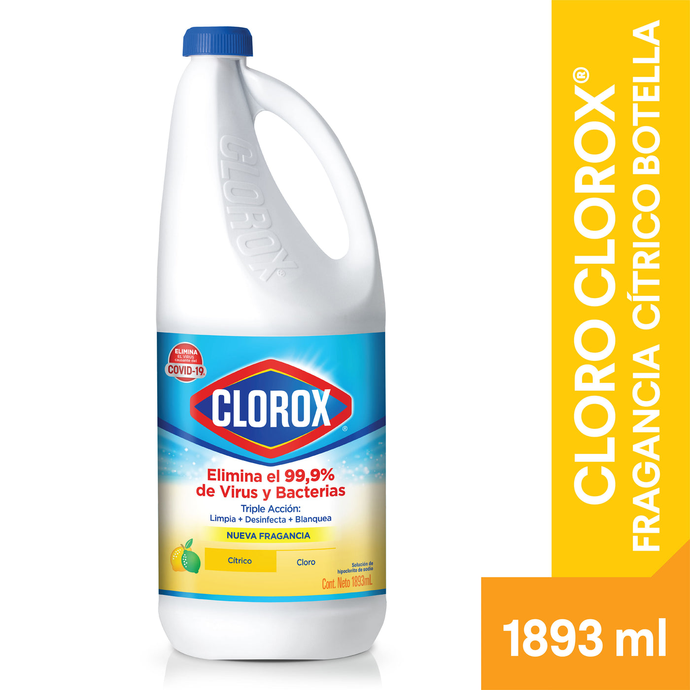 Cloro Clorox Fragancia Cítrico Botella, Triple Acción - 1893ml