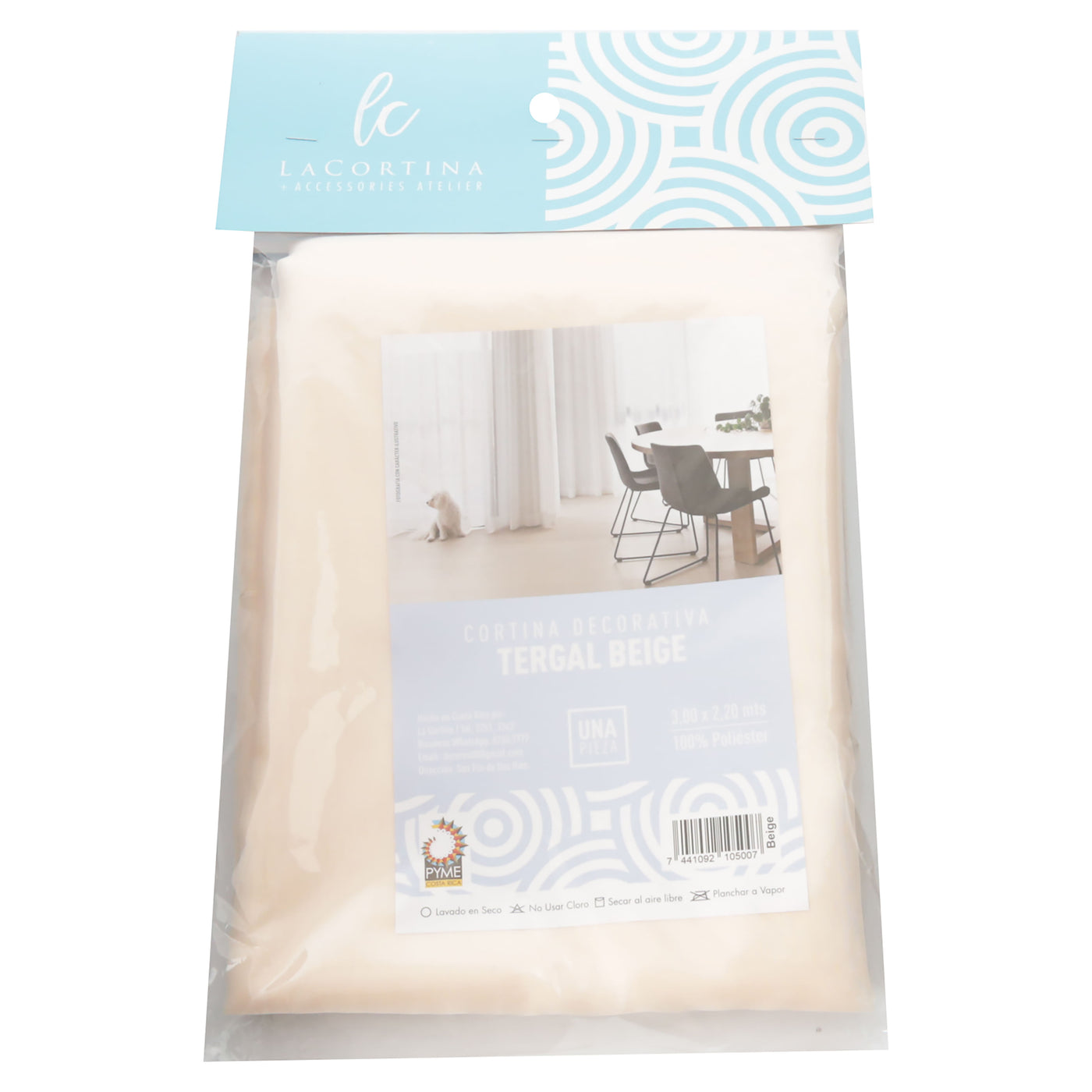 Cortina Tergal Beige Tamano 3x2.20 Cm