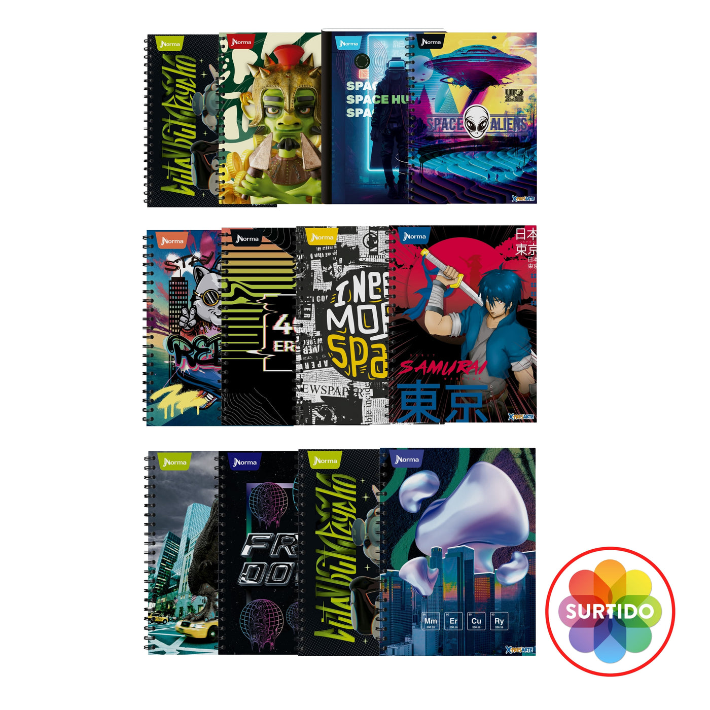 Cuaderno Norma, Cosido, Surtido-100 Hojas