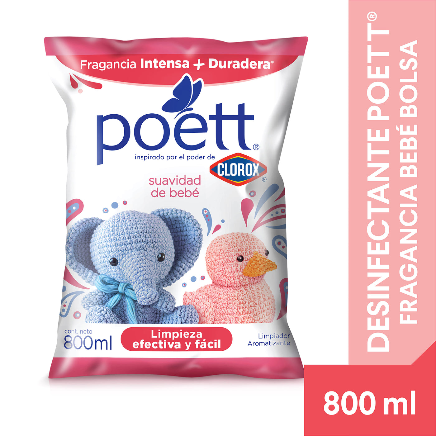 Desinfectante Multiusos Poett, Fragancia Suavidad De Bebé Bolsa - 800ml