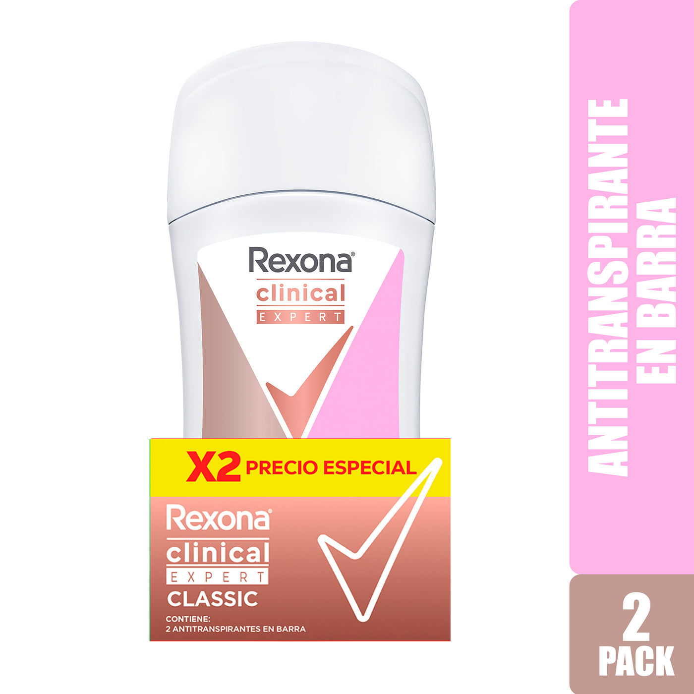 Desodorante Rexona Clinical Dama Expert Classic 2 Pack - 46 G
